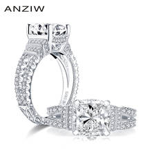 ANZIW Fashion 925 Sterling Silver 3.0ct Cushion Cut Halo Engagement Ring Simulated Diamond Wedding 9x9mm Bridal Ring Jewelry 2024 - buy cheap