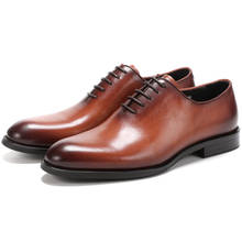 Sapatos sociais masculinos de couro legítimo, sapatos pretos/marrom de qualidade para homens formais 2024 - compre barato