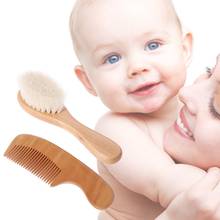 1 Set Baby Brush Comb Hair Head Massage Wooden Handle Wool Newborn Kids Care Kit D7YD 2024 - buy cheap