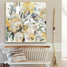 Gold Foil Texture Flower Wall Art Pic Hand Painted Modern Abstract Oil Painting On Canvas For Living Room Home Decor No Frame 2024 - buy cheap