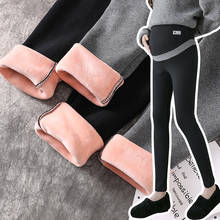 Зимние теплые брюки для беременных женщин с розовым утеплителем, полосатые Лоскутные штаны с вышивкой, Леггинсы для беременных 2024 - купить недорого