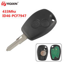 Yiqixin chave remota para carro com 2 botões, 433mhz id46 pcf7947, chip apto para renault, duster, clio, dacia, logan, sandero, com lâmina vac102 2024 - compre barato