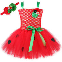 Red Strawberry Tutu Dress Birthday Party Tulle Kids Princess Dresses for Girls Holiday Halloween Christmas Fruit Cosplay Costume 2024 - buy cheap