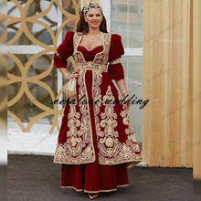 Традиционное платье в стиле Косово, черные бархатные вечерние платья в арабском стиле с расклешенными рукавами и аппликацией, вечернее платье для выпускного вечера 2024 - купить недорого