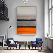 Pintura artística en lienzo para sala de estar, combinación de carteles e impresiones abstractas de color gris naranja brillante, imágenes de pared para decoración del hogar 2024 - compra barato
