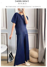 HOT SELLING Style o-neck T-shirt in the fold flared trousers Wide leg pants solid two-piece outfit IN STOCK 2024 - buy cheap