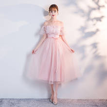 Pink Bridesmaid Dresses Junior Guest Wedding Party Dress Elegant Tea Length Sexy Prom Sister Party Dress Graduation Vestidos 2024 - buy cheap