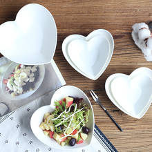 Нордический чисто белый Керамический Фруктовый салат любовь миска для десерта тарелка американская Бытовая в форме сердца для завтрака десертная тарелка Ramen миска 2024 - купить недорого