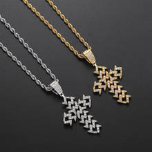 Cross Bling Bling Zircon Necklace CZ Brass Pendants Men Hip hop Jewelry CN232 2024 - buy cheap