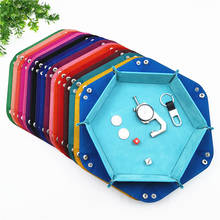 12 color PU leather folding hexagon dice tray dice box for dice game storage box desktop storage box 2024 - buy cheap