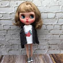 Cute White Sleeve Printing T-shirt Skirt for blyth Azone OB24 Barbies Dress 1/6 Doll Accessories Clothing 2024 - buy cheap