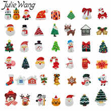 Julie Wang 45PCS Resin Christmas Charms Santa Tree Snowman Deer Bell Hat Flat Back Cabochons Jewelry Making Accessory Xmas Decor 2024 - buy cheap