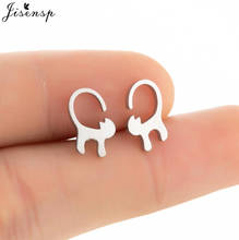 Stainless Steel Long Tail Cat Stud Earrings for Women Children Lovely Animal Pet Earring Accessories Best Birthday Friends Gifts 2024 - buy cheap