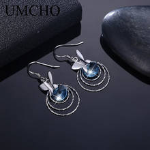 UMCHO Elegant Blue Butterfly 925 Sterling Silver Nano Crystal Women Drop Earrings for Anniversary Party Gifts Fine Jewelry 2024 - buy cheap