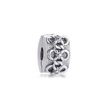 Fits Pandora Bracelet 925 Sterling Silver Flower Pattern Clip Charms Beads Women Girls DIY Jewelry Making Kralen Wholesale 2024 - buy cheap