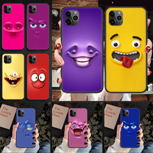 Funda de teléfono con cara divertida de dibujos animados para iphone 5, 5s, se 2, 6, 6s, 7, 8, 12, mini plus, X, XS, XR, 11 PRO MAX, cubierta suave negra de tendencia 2024 - compra barato