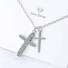 Cool Double Cross 5A Zirconia Crystal Pendants Necklaces Silver-Plated Long Chain Choker Necklaces Fashion Jewelry For Women Men 2024 - buy cheap