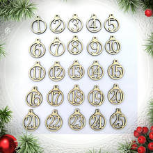 25PCs 1-25 Number Wood Christmas Calendar Tags Gift  Box Wrapping Tags Decor 2024 - buy cheap