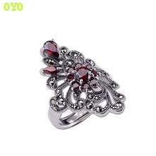 100%S925 sterling silver jewelry personality retro women's pomegranate red ring free shipping 2024 - buy cheap