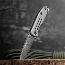 New Arrival mini folding knife Damask steel blade TC4 titanium alloy handle pocket outdoor camping knife Tactical Survival EDC 2024 - buy cheap