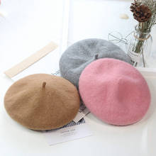 Women Girl French Artist Warm Wool Winter Beanie Hat Cap Vintage Plain Beret Hats Solid Color Elegant Lady Winter Caps AX121205 2024 - buy cheap