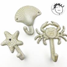 LCH Mediterranean Style Vintage Iron Art Crab Starfish Shell Door Knob Pull Cloth hook Outdoor Hook Ancient Style Clothes Hook 2024 - buy cheap