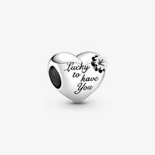 Fit Original Pandora pulsera encantos pulsera de corazón de plata de ley 925 y trébol dije Berloque de Día de la madre regalo de la joyería 2024 - compra barato