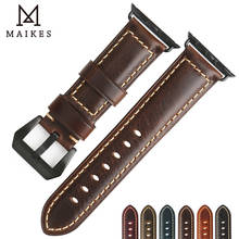 Ремешок MAIKES для наручных часов, итальянский кожаный браслет для Apple watch Band 42 мм 38 мм series 3 2 1 iwatch 4 44 мм 40 мм, аксессуары для часов 2024 - купить недорого