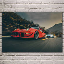 Veículo corrida carros vermelhos movimento borrão cartazes de tecido na parede imagem da arte casa sala estar decoração kl521 2024 - compre barato