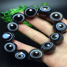 Pulsera de ágata negra Natural, brazaletes de jade, Ojo del cielo, primera línea farmacéutico, cuentas redondas de 18mm, joyería de jade 2024 - compra barato