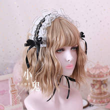 Japanese-style Black Lolita Hair Band Lolita Hair Bands White Lace Headdress KC Hair Accessories Dark KILL Headband 2024 - buy cheap