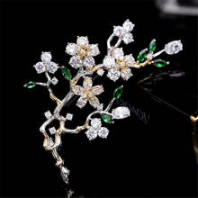 New Delicate Plum Blossom Brooches Pin Lady Scarf Buckle Crystal Brooch Wedding Accessory For Women Cubic Zirconia 2024 - buy cheap