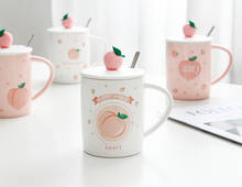 Coffee Mug with Lid Coffee Cup with Spoon Portable Cartoon Avocado Ceramic Cute Mugs Travel Cup Kawaii Mug Cup Set 2024 - buy cheap
