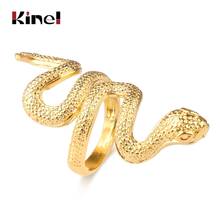 Kinel Fashion Snake Rings For Women Gold Color Black Heavy Metals Punk Rock Ring Vintage Animal Jewelry Wholesale 2024 - купить недорого
