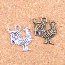 Colgantes antiguos de gallo de 14 piezas, joyería de plata tibetana Vintage, bricolaje para pulsera y collar, 22x18mm 2024 - compra barato