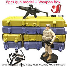 1/6 modelo de pistola de submáquina + caja de armas HK 53 MP5/7/40 VECTOR UZI MK18, modelo de pistola de montaje, rompecabezas, arma para figura de acción, 8 Uds. 2024 - compra barato