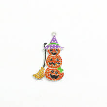 Newest!  46MM*29MM   10pcs/lot  Stacked Pumpkins  Rhinestone Pendants 2024 - buy cheap