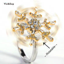 Visisap креативные вращающиеся кольца в виде снежинок для подарков, увеличенное кольцо для женщин B1332 2024 - купить недорого