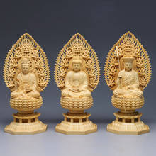 3 estatua de Buda, decoración del hogar hecha a mano, de madera maciza, diosa de la Piedad, Budista Tibetano, Feng Shui 2024 - compra barato