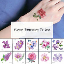 2pcs/set Temporary Tattoos Sticker for Women Body Art Tattoo Sticker Butterfly Rose Flower Feather Tattoo Waterproof 6X6cm Gift 2024 - buy cheap