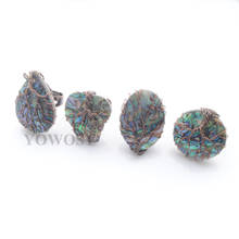 4pcs Adjustable Finger Rings for Women Man Jewelry gift Bronze Wire Wrap Paua Abalone Shell New Zealand Resizable Ring QBX309 2024 - buy cheap