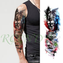 Tatuaje temporal a prueba de agua pegatina roaring lion eagle bird carta color brazo completo tatuaje falso grande tatuaje flash para hombres y mujeres 2024 - compra barato