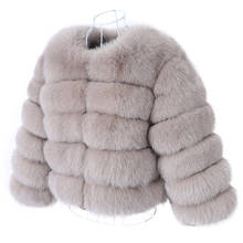 Casaco de pele de raposa real feminino, jaqueta curta moderna de pele natural de inverno, casaco de couro de luxo para mulheres 2024 - compre barato
