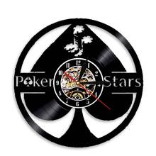 Lucky Poker Stars Decorative Wall Clock Poker Ace Of Spades Vinyl Record Wall Clock 3D Wall Watches For Game Room Decor 2024 - buy cheap