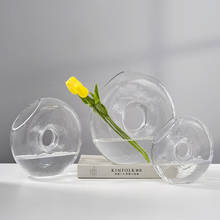 Креативная прозрачная стеклянная ваза с полудугой, украшение для гостиной, обеденного стола, гидропонного цветочного расположения 2024 - купить недорого