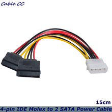 4-pin IDE Molex to Serial ATA 2 SATA hard drive power cable adapter male to bus Y splitter line converter best price 2024 - купить недорого