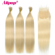 Alipop 613 Blonde Bundles With Closure Brazilian Straight Hair Bundles With Closure Non-Remy Human Hair Weave Extensions 2024 - buy cheap