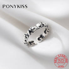 Anéis ajustáveis de prata esterlina s925 com animais fofos e elefante para festa, acessório de joias finas de presente romântico 2024 - compre barato