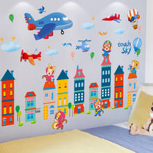 SHIJUEHEZI-pegatina de pared de globos de avión de dibujos animados, calcomanías de pared de castillos de monos DIY para casa, dormitorio de niños, decoración de habitación de bebé 2024 - compra barato