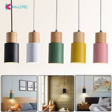 Lámpara colgante de madera para decoración del hogar, dispositivo de aluminio colorido, simple y de estilo nórdico para cocina, bar y hotel, E27 2024 - compra barato